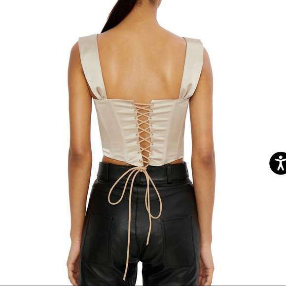 Danielle Guizio Nude Satin Ribbon Corset - Picture 6 of 10